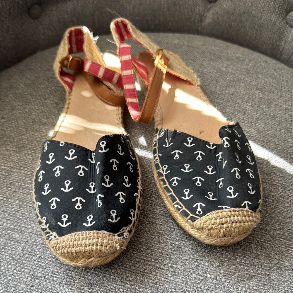 Sperry Red and White Striped Espadrille Sandals